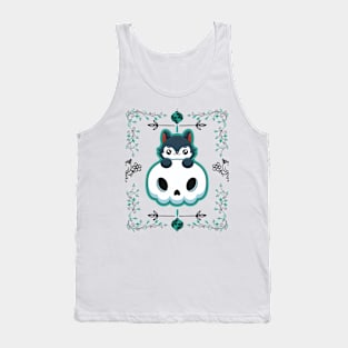 cute wolf with flowers girls Tank Top